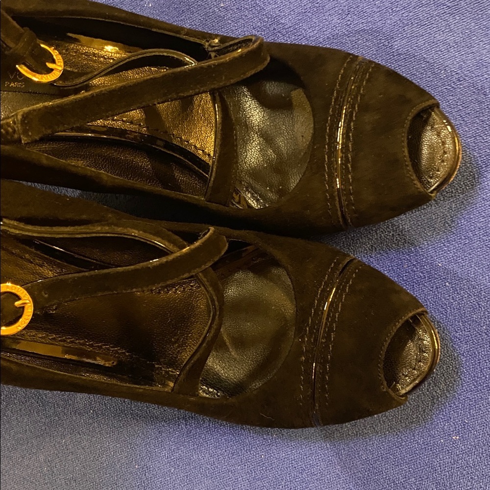 Louis Vuitton Black Peep-Toe Heels 37.5 - Picture 4 of 9